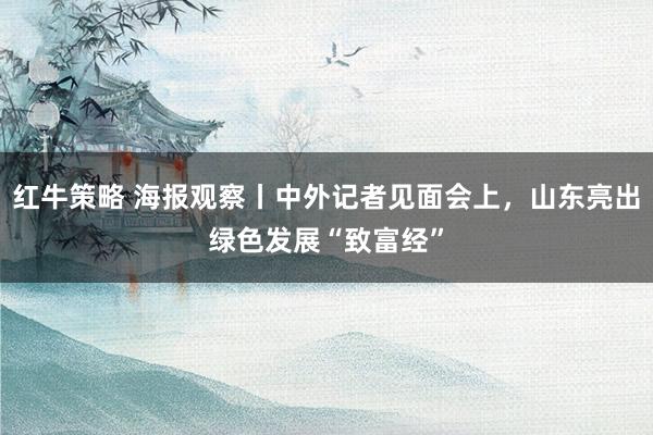 红牛策略 海报观察丨中外记者见面会上，山东亮出绿色发展“致富经”