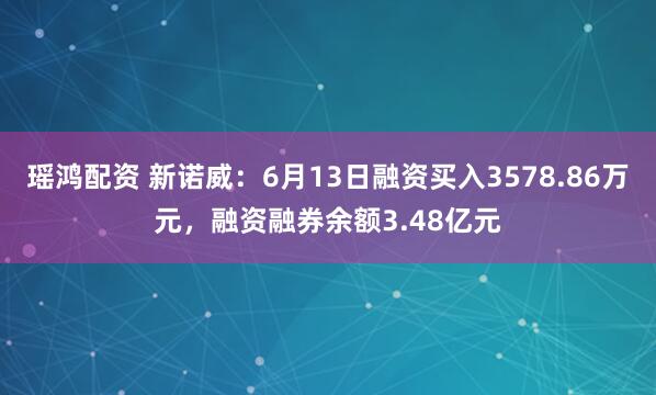 瑶鸿配资 新诺威：6月13日融资买入3578.86万元，融资融券余额3.48亿元